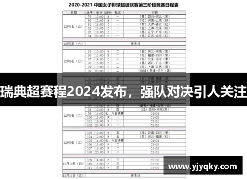 瑞典超赛程2024发布，强队对决引人关注